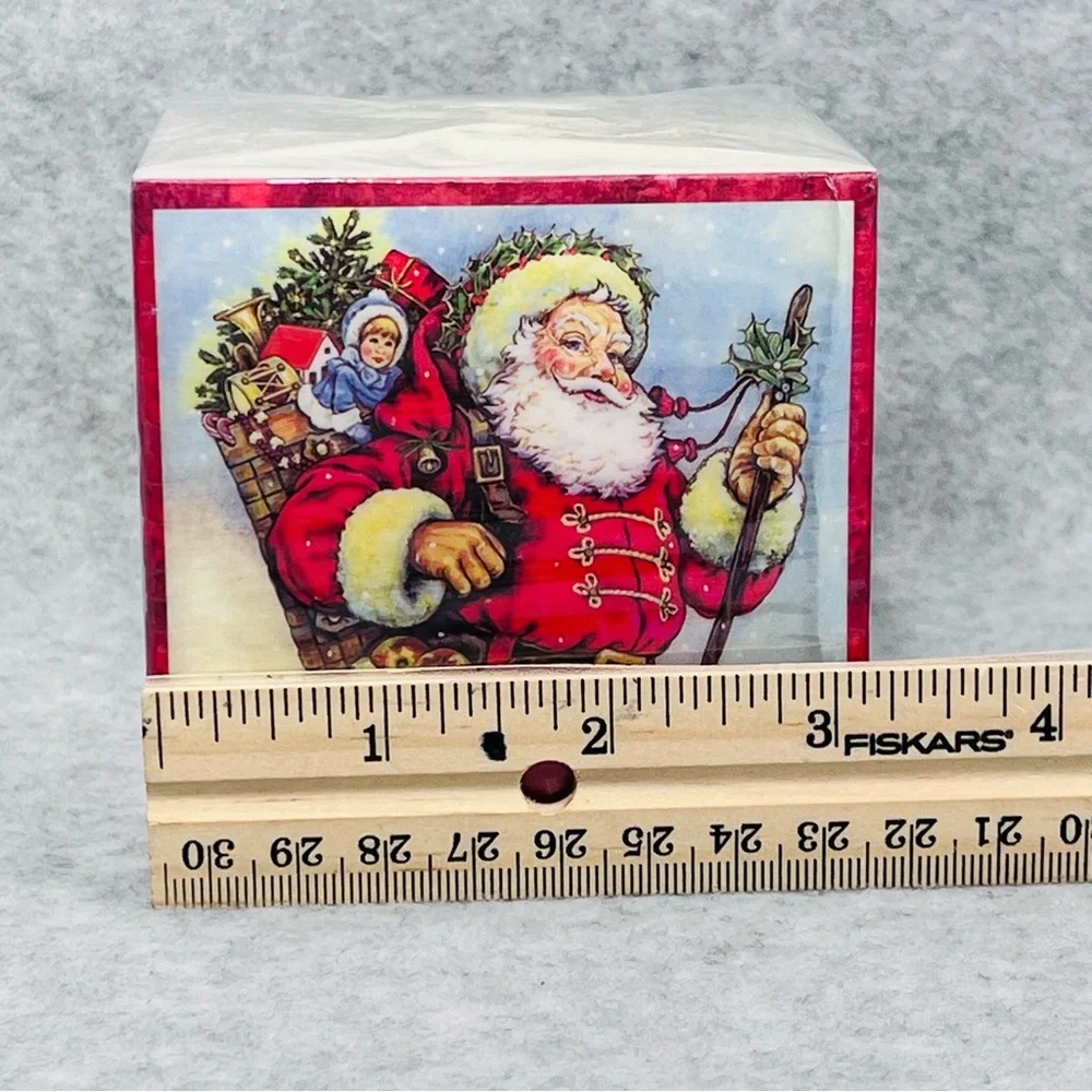 Vintage Donna Race Candle Cube Santa Father Christmas 3.25” Square Holiday Decor